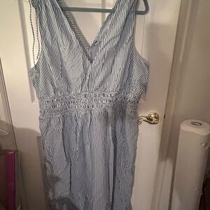 Blue Striped‎ Sleeveless Dress